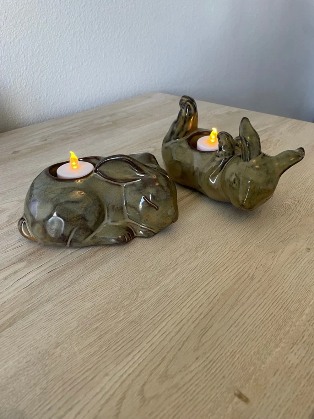 π Vintage Partylite Ceramic Pottery Bunny Rabbit Tea Light candle holders (2) - Picture 1 of 14